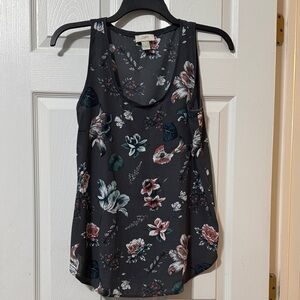 LOFT Charcoal Floral Print Tank Top